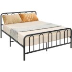 Costway lit double en mtal pour adulte 160 x 200 cm cadre de lit avec 9 pieds et tte de lit pas besoin ...