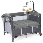 Costway lit parapluie bb evolutif avec matelas 5 en 1 table  langer4 hauteurs rglablesbote  musique ...