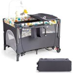 Costway lit parapluie bébé avec matelas pliant 5 en 1 - table à langerboîte à musique - 3 jouets - 4 ... Costway lit parapluie bébé avec matelas pliant 5 en 1 - table à langerboîte à musique - 3 jouets - 4 ...