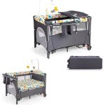 Costway lit parapluie bb avec matelas pliant 5 en 1 - table  langerbote  musique - 3 jouets - 4 ...