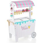Costway marchande enfants 12 accessoires - chariot  crme glace en bois 65 x 31 x 87 cm pour enfants ...