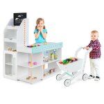 Costway marchande / picerie pour enfants 3 ans + 39 accessoires avec lumires led chariot de courses ...