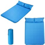 Costway matelas de camping autogonflant 2 personnes avec 2 oreillers 187x131x4 cm et sac portable en ...