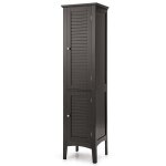 Costway meuble colonne de salle de bain avec 2 portes et rangement � 5 niveaux pour salle de bain salon ...