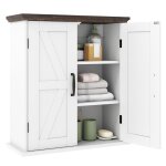 Costway meuble mural salle de bain avec 2 portes �tag�res r�glables style campagne pour cuisine buanderie ...