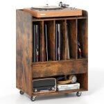 Costway meuble platine vinyle � roulette avec tiroirs 6 compartiments pour 150 albums �tag�re pour salon ...
