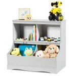Costway meuble de rangement enfant pour jouets 67 x40x62 cm 4 compartiments de stockage coin arrondis ...