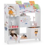 Costway meuble de rangement enfants pour jouets et livres avec 2 tiroirs en tissu thme ocan pour chambre ...