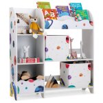 Costway meuble de rangement pour jouets et livres avec 2 tiroirs en tissu thme astronaute pour chambre ...