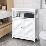Costway meuble de rangement pour salle de bain en bois avec placard 2 portes à volet etagère réglable ... Costway meuble de rangement pour salle de bain en bois avec placard 2 portes à volet etagère réglable ...