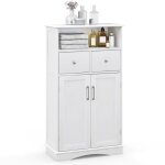 Costway meuble de salle de bain  2 portes 2 tiroirs avec tagres rglables pour salle de bain salon ...