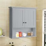 Costway meuble de salle de bain armoire murale avec 2 portes tagres rglables armoire  pharmacie de ...