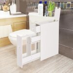Costway meuble de salle de bain avec Étagère et tiroir de rangement armoires wc en bois blanc Costway meuble de salle de bain avec Étagère et tiroir de rangement armoires wc en bois blanc