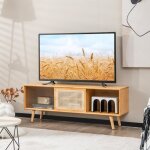Costway meuble tv en bambou pour tv 55 avec 4 compartiments 4 pieds en bois massif 2 portes coulissantes ... Costway meuble tv en bambou pour tv 55 avec 4 compartiments 4 pieds en bois massif 2 portes coulissantes ...