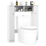 Costway meuble wc au - dessus de toilettes 2 compartiments 2 placard 4 Étagères réglables anti - basculement ... Costway meuble wc au - dessus de toilettes 2 compartiments 2 placard 4 Étagères réglables anti - basculement ...