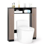 Costway meuble wc au - dessus de toilettes 2 compartiments 2 placard 4 �tag�res r�glables anti - basculement ...