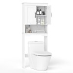 Costway meuble wc au - dessus des toilettes avec 2 portes �tag�re r�glable compartiments ouvert pour ...