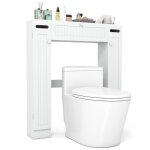Costway meuble wc au - dessus de toilettes 4 etag�re porte - rouleau et 3 portes anti - basculement 87 ...
