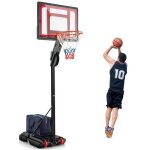 Costway panier de basket - ball sur pied 105 - 260cm hauteur rglable - tableau arrire 82cm - 2 roues ...