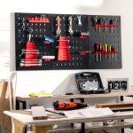 Panneau mural pour outils costway - 3 panneaux perfor� - 25 accessoires de suspension - 120 x 60 cm - ...