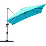 Costway parasol d�port� carr� 3m avec base en croix poteau en aluminium rotatif � 360� manivelle inclinable ...