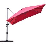 Costway parasol d�port� carr� 3m avec base en croix poteau en aluminium rotatif � 360� manivelle inclinable ...