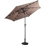 Costway parasol de jardin dport inclinable dia. 270 x 250 cm avec 18 led anti - uv strucutre en mtal ...