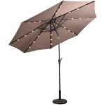 Costway parasol de jardin dport inclinable dia. 3x25m avec 24 led strucutre en mtal robuste anti - ...