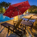 Costway parasol de jardin d�port� inclinable dia. 270 x 250 cm avec 18 led anti - uv strucutre en m�tal ...