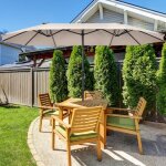 Parasol de jardin double - costway - beige - 460x270cm - acier toile polyester - manivelle