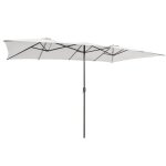 Costway parasol de jardin double xxl 426 x 265cm poign�e � manivellesommet ventil� polyester structure ...