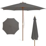 Costway parasol de terrasse en bois de 300 cm avec 8 baleines en bambou 3 hauteurs r�glables poulie de ...