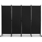 Paravent à roulettes 4 panneaux pliable - costway - noir - bureau - extérieur - métal Paravent à roulettes 4 panneaux pliable - costway - noir - bureau - extérieur - métal