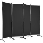 Costway paravent sur pied 4 panneaux pliable 220x173 cm cloison de séparation protéger privée noir Costway paravent sur pied 4 panneaux pliable 220x173 cm cloison de séparation protéger privée noir