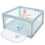 Parc bébé 126 x 126 x 68 cm costway - 50 balles océaniques - filet doux - porte à glissière - 2 anneaux ... Parc bébé 126 x 126 x 68 cm costway - 50 balles océaniques - filet doux - porte à glissière - 2 anneaux ...