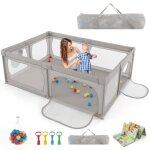 Parc bébé avec tapis pliable costway en xpe sans bpa tissu oxford 206×147×685cm avec 2 compartiments ... Parc bébé avec tapis pliable costway en xpe sans bpa tissu oxford 206×147×685cm avec 2 compartiments ...
