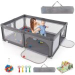 Costway parc bb avec tapis pliable en xpe sans bpa tissu oxford 206147685cm 2 compartiments 50 balles ...