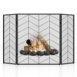 Costway pare - feu avec 3 volets pliable pour chemin�e - po�le long. 132 cm - haut. 79 cm ecran de chemin�e ...