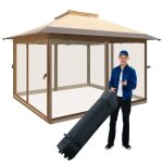 Costway pavillon de jardin instantane 36x36 m - parois en maille sur 4 cts - 3 hauteurs - sac de transport ...