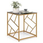 Costway petite table basse carrée 50 x 50 x 55 cm avec plateau en verre trempé cadre géométrique doré ... Costway petite table basse carrée 50 x 50 x 55 cm avec plateau en verre trempé cadre géométrique doré ...