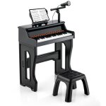 Costway piano pour enfants 3 ans 37 touches avec tabouret 50kgmicrophone rglable et pupitre de musique ...