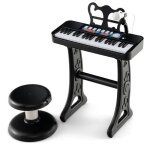 Piano electronique pour enfants 3 ans 37 touches costway avec tabouretmicrophone r�glable et pupitre ...