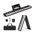 Clavier de piano numrique 88 touches pliable et portable costway - fonction split - ecran lcd - 2 haut ...
