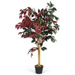 Plante artificielle figuier feuilles luxuriant - costway - h 120cm - dco. intrieur et extrieur