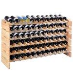 Costway porte - bouteilles en bois de pin pour 72 bouteilles tagre  vin modulable 6 niveaux casier ...