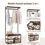 Costway porte - manteau vestiaire avec avec 10 crochets banc et tagre  chaussures style industriel ...