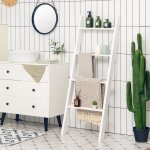 Costway porte - serviettes chelle en bois  4 niveaux 51x8x137cm tagre dchelle pour salon salle de ...