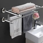 Costway porte - serviette mural de salle de bain longueur 60cm support serviette en acier inox. miroir ... Costway porte - serviette mural de salle de bain longueur 60cm support serviette en acier inox. miroir ...