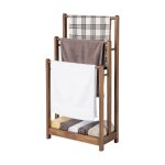 Costway porte - serviettes sur pied pour salle de bain - 3 barres et �tag�re de rangement inf�rieure ...