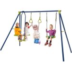 Costway portique avec balanoire 1 face  face et 2 anneaux de gymnastique en mtal cadre en forme de ...